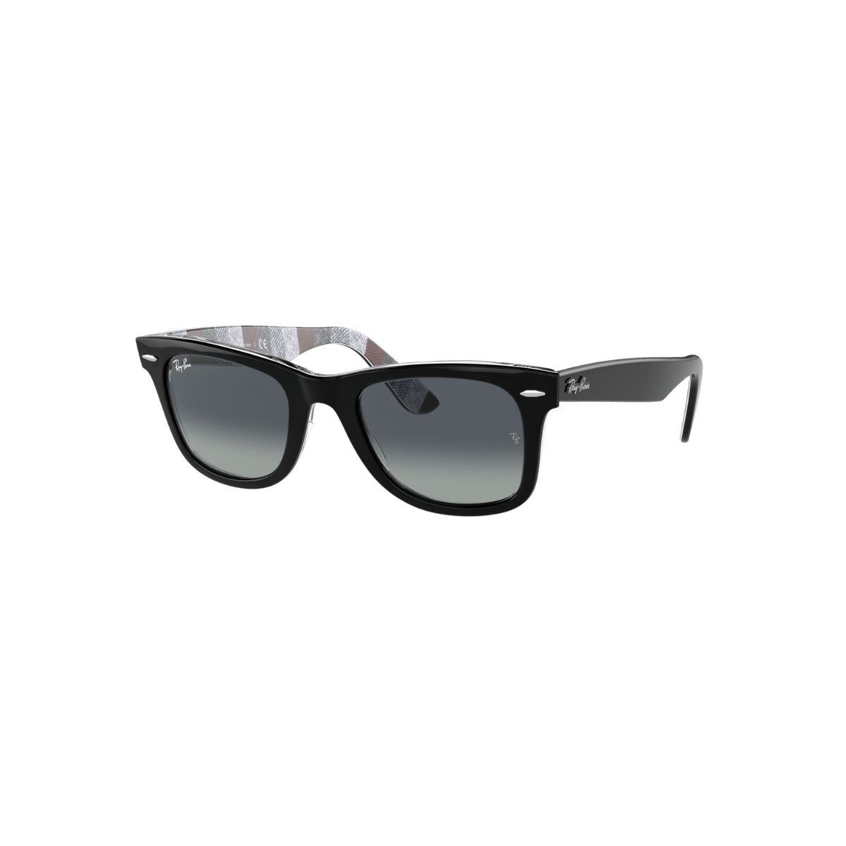 Ray-Ban Wayfarer RB2140 13183A Sunglasses – Black on Chevron Grey/Burgundy
